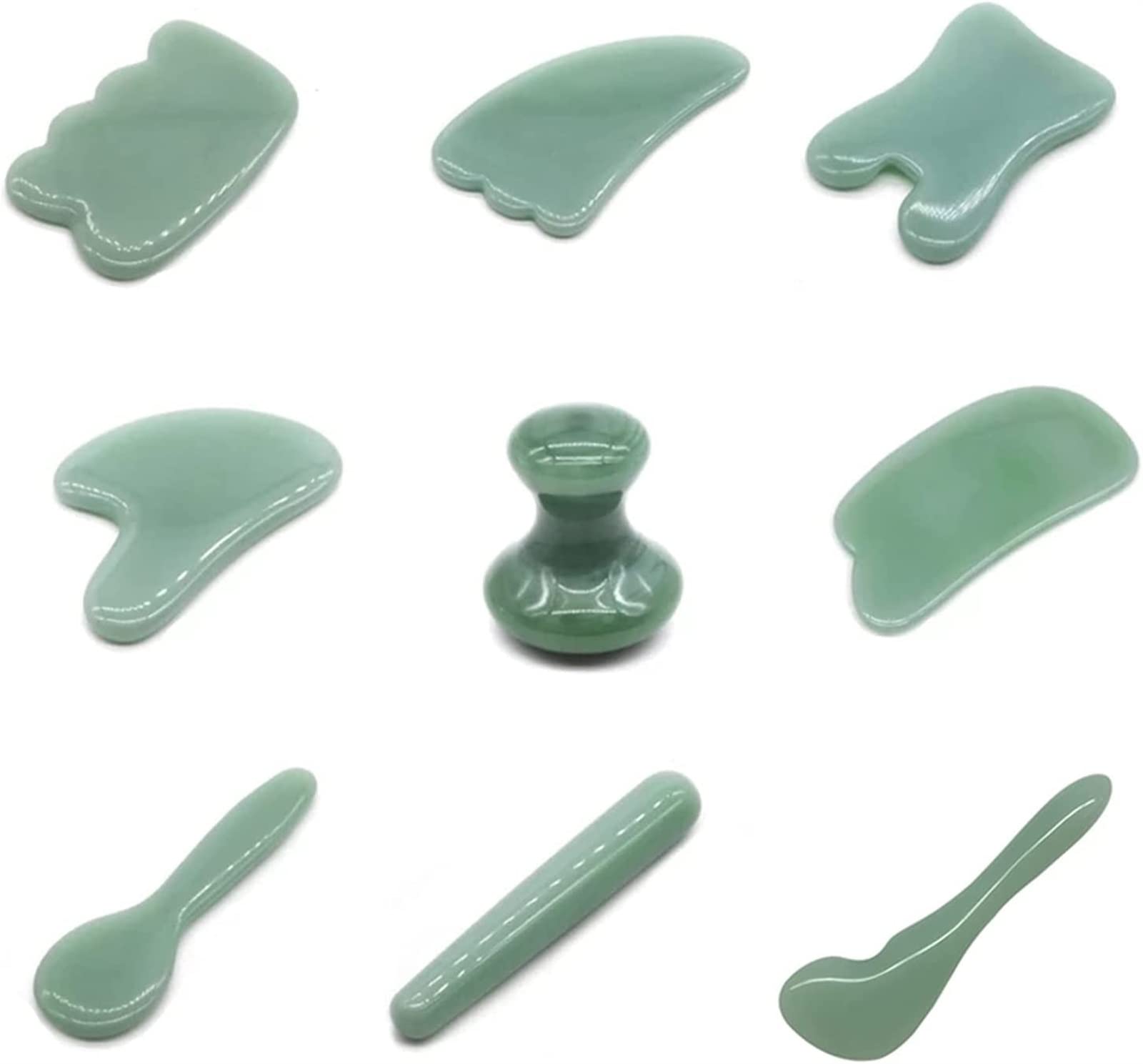 Gua Sha Tablero de raspador Natural Jade Guasha Board de piedra Facial Guasha Placa Jade Masajera Masajera Herramienta Rasta for el cuello de la cara Terapia de masaje de presión del cuerpo ( Color :