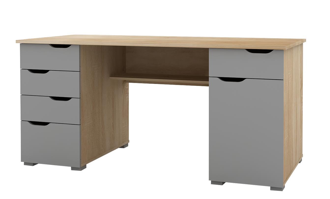 Alphason Kentucky Desk - Oak & Grey