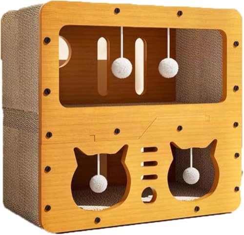 CokBlu猫用品セット キャットハウス猫用ハウス 木製高密度段ボールダンボールハウス 猫ベッド爪とぎ 組立収納簡単省スペース 四季対応通気両面使用可能 家具傷防止ストレス解消