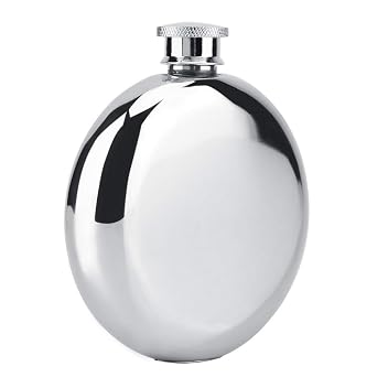 Stainless Steel Hip Flask, Leakproof Round Pocket Liquor Holder with Funnel for Camping Travel Food Grade Silver 5 Oz 150ml 95g 1 Pack