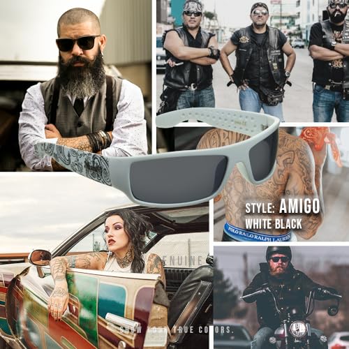 Locs Super Dark Sunglasses Mens Black Wrap Around Lowrider Gangster Cholo Vintage Flat Top4