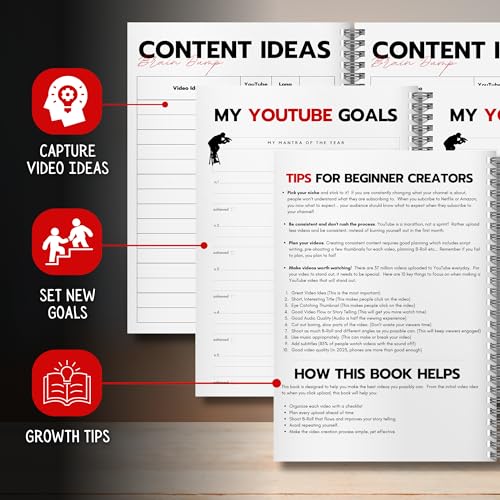 Planificateur vidéo YouTube à couverture rigide pour l'organisation de vos scripts