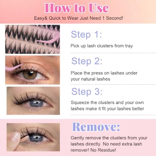 Image of MAYCREATE Self Adhesive Eyelashes Black Natural Wispy Lash Clusters 120Pcs