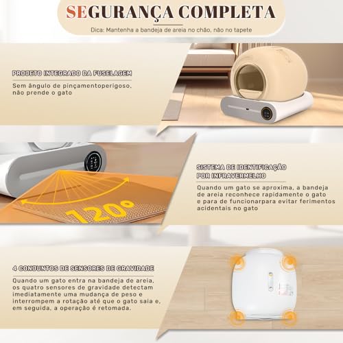 Caixa de Areia Autolimpante, Caixa de Areia para Gatos com Autolimpeza, 52 * 51 * 48cm, Grande Capac