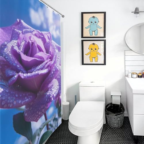 Rideau de douche imperméable et lavable en machine motif fleur 152x183 - 3