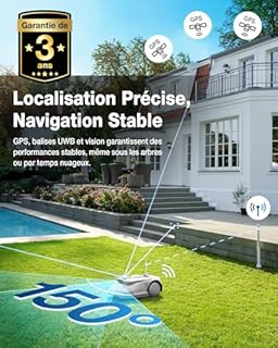 ECOVACS Goat G1-800 Robot Tondeuse sans Fil périphérique 800㎡, cartographie automatique, positionnement Ultra-LargeBande+Vision+GPS, gestion 16 zones, évitement intelligent des obstacles, pente de 45%