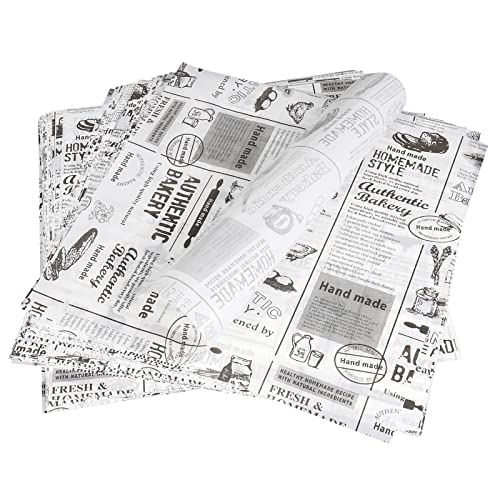 XiYee 100Pcs Papel Encerado para Alimentos, 25 x 25cm Impermeable Papel de Hornear, Antiadherente Papel Envolver Alimentos para Bocadillo Hamburguesas Pasteles Pizza Sándwiches (B)