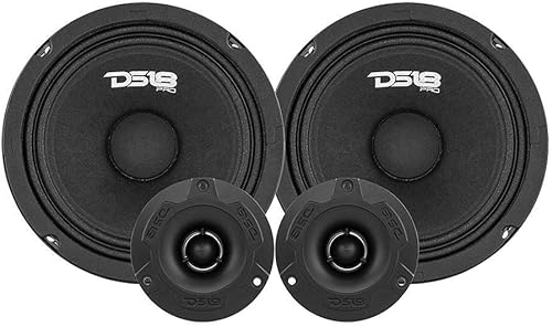 DS18 PRO-GM8.4PK Paquete Completo de Medias y Agudos - Incluye 2X Altavoz de Medias 8" y 2X Tweeter Super Bullet de Aluminio 1" con Crossover