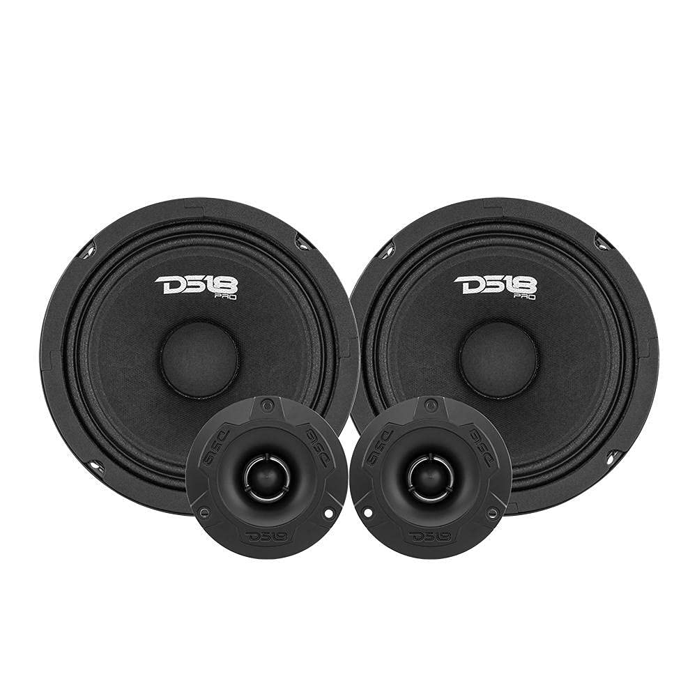 DS18 PRO-GM8.4PK Mid and High Complete Package - Includes 2X Midrange Loudspeaker 8" and 2X Aluminum Super Bullet Tweeter 1" Built in Crossover - Door Speakers for Car or Truck Stereo Sound System
