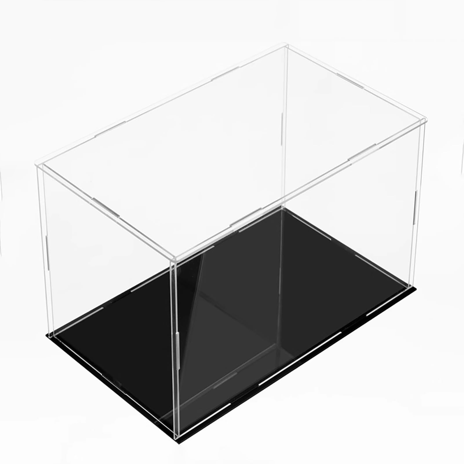 Clear Plastic Showcase, Transparent Figure Display Case Stackable Acrylic Box Black Base Multiple Sizes(20x20x55cm(8"x8"x22"))