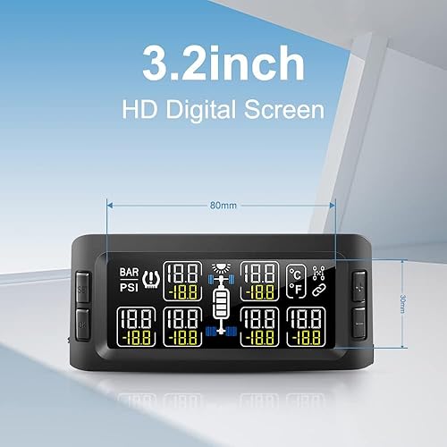 Miniatura 7 de Sistema de monitoreo de presión de neumáticos RV de 32 pulgadas con repetidor y 6 sensores 0-15 bar217 PSI 7 modos de alerta TPMS pantalla en tiempo