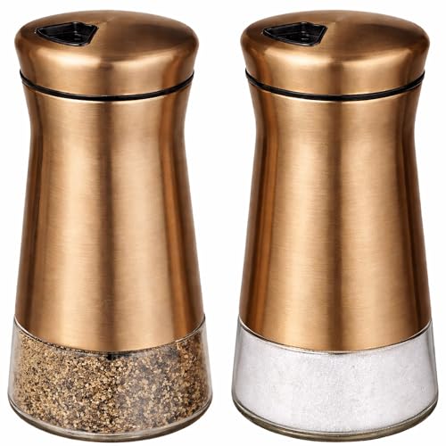 Salt and Pepper Shakers Set with Adjustable Pour Holes by CHEFVANTAGE - Bronze