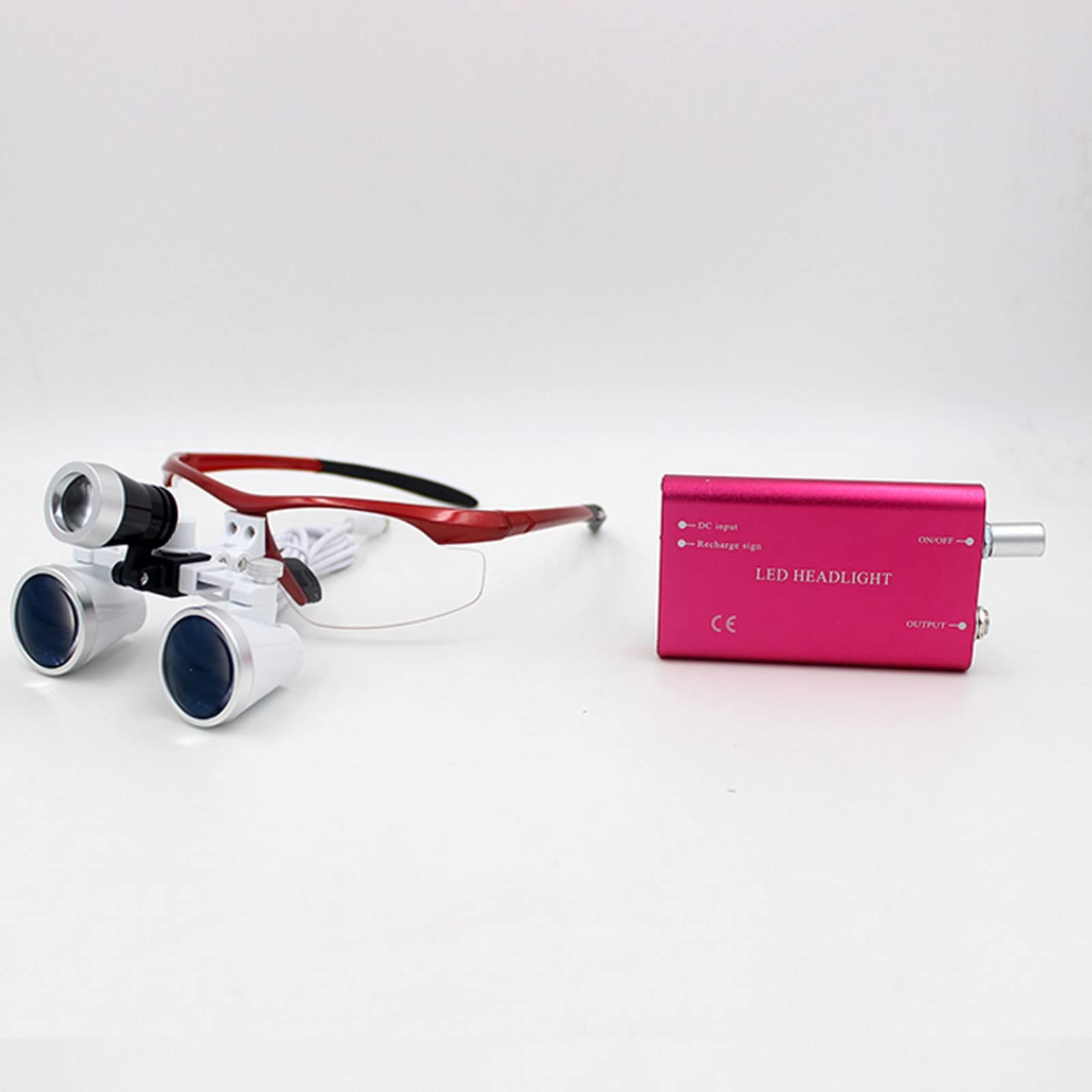 Lente d'Ingrandimento Lente d'Ingrandimento 3.5X2.5 Occhiali dentali Lenti d'Ingrandimento binoculari mediche chirurgiche 320 mm 420 mm (Colore: Rosso, Dimensioni: 2.5) (Rosso 2.5)