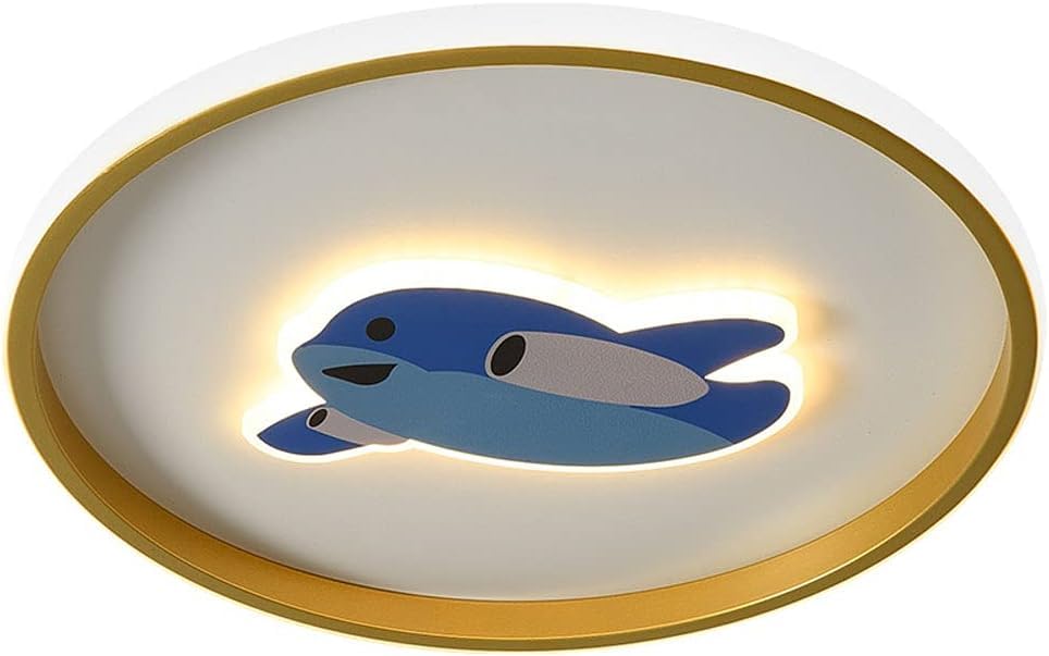Plafonnier rond bleu et doré pour faire rêver les enfants dans leur chambre