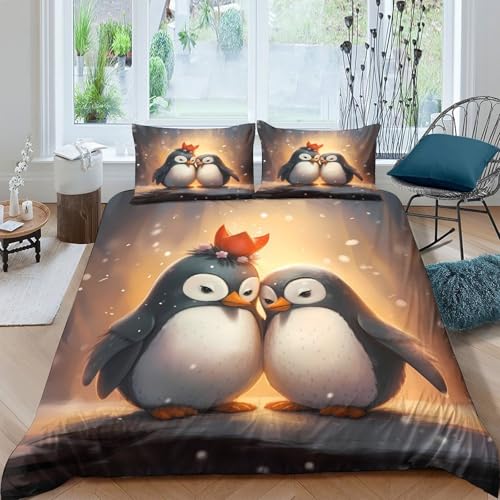 Parure de lit pingouin 140x200 housse de couette enfant microfibre - 4