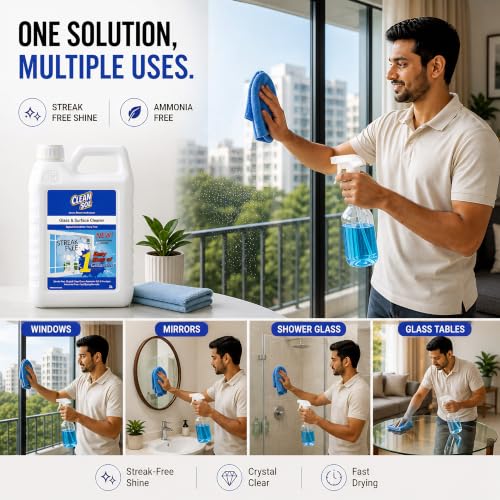 Image of Cleansol Glass Cleaner Spray Refill 2 Litre | Streak-Free Glass Cleaner Liquid for Mirror, Window, Kitchen Glass & Car Windshield | Ammonia-Free Glass & Surface Cleaner | Fresh Fragrance