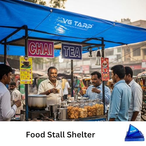 Image of 250 GSM HDPE Tarpaulin 6 X 9 Feet I Heavy-Duty Waterproof Non-Filler Sheet for Car Parking Shed, Tin Shed, Bike Cover, Outdoor Rainproof Tent, Garden, (Blue)