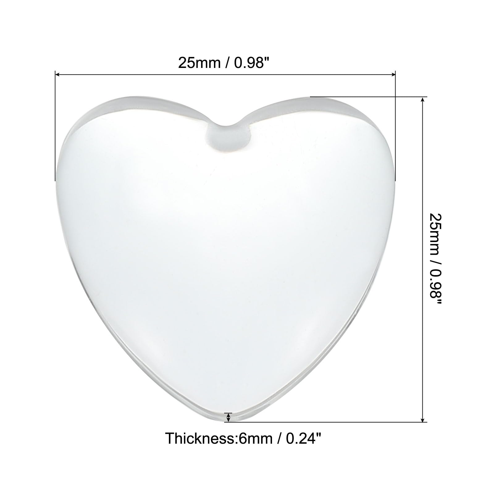 PATIKIL Transparent Glass Cabochons, 60Pcs 25x25mm Heart Shaped Glass Dome Tiles for Photo Pendant Jewelry Making Clear - Image 2