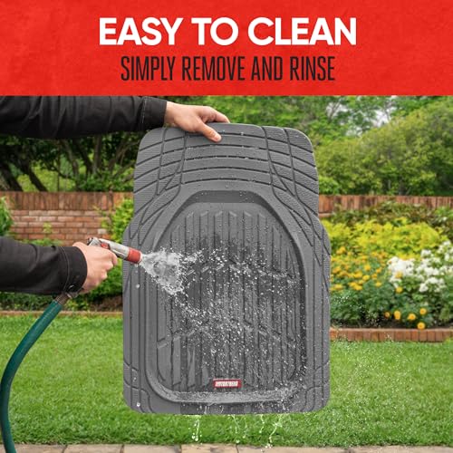 Image of Motor Trend 2 Piece Front Car Floor Mats- Gray FlexTough Contour Liners-Deep Dish Heavy Duty Rubber Floor Mats for Car SUV Truck & Van-All Weather Protection, Universal Trim to Fit
