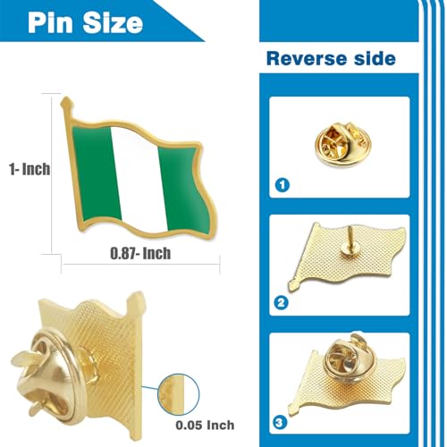 Image of 12 /24 /50 /100Pcs Nigeria Flag Lapel Pins Bulk - Metal Nigerian National Lapel Pin