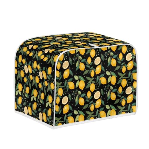 Image of Talayituse Lemon Leaf Print Toaster Cover 4 Slice Wide Slot, Lightweight Dust Protection Washable Appliance Bag Bread Maker Cover