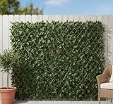 HAVENURA Artificial Maple Leaf Willow Extendable Trellis Plastic Hedge Garden Fence Screening Privacy (Dark Green, 100x200cm) (Maple Leaf (1 Pack)) - Image 1