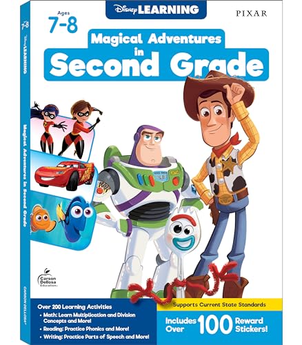Disney Learning Magical Adventures in 2nd Grade Workbooks All Subjects, Math, Phonics, Parts of Speech, Writing Practice, Toy Story 4, Cars, the Incredibles, and Finding Dory Second Grade Workbooks image 2