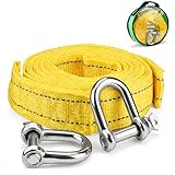 PHMING Abschleppseil 4 m, 5 Tonnen (11000 Lbs) Abschleppseil Pkw Enthalten 2 U-Haken und Tasche, mit Reflektierenden Streifen, zum Abschleppen von Pkw und LKW