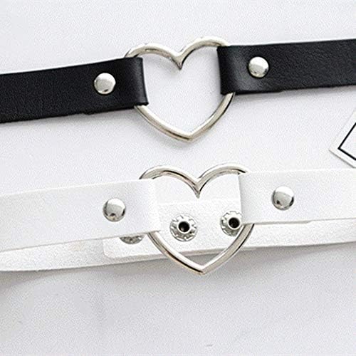 NA 3 Pieces Heart Leather Choker Vintage Choker Adjustable Leather Choker for Women Lady Teens Girls