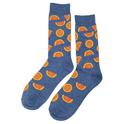Orange Slice Dress Socks Funny Novelty Crazy Fun Design Men Size 8-12 Cotton Casual Crew Colorful Funky Fancy Socks Gift for Men - Main Image