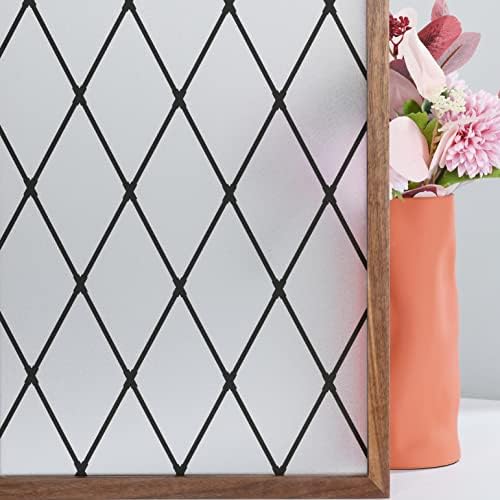 FEOMOS Black Lattice Window Film Static Window Clings Frosted Window Films Privacy Glass Door Sticker Decorative Window Cover Removal Anti-UV 44x200cm