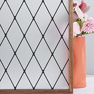FEOMOS Black Lattice Window Film Static Window Clings Frosted Window Films Privacy Glass Door Sticker Decorative Window Cover Removal Anti-UV 44x200cm