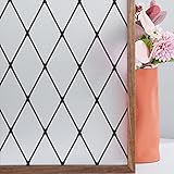 FEOMOS Black Lattice Window Film Static Window Clings Frosted Window Films Privacy Glass Door Sticke