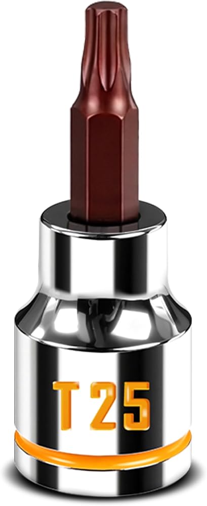 ZHAX T25 Torx 비트 소켓 1cm(3/8인치) 드라이브, 옐로우 클리어 엠보싱 및 페인트 마크 스타 소켓, 전체 광택, 프리미엄 S2 합금 및 Cr-V 스틸, 수리용 — 사진 1