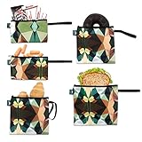 Nordic By Nature Reusable Sandwich Bag Snack Bags - Value Pack of 5 Dual Layer Lunch Baggies - Dishwasher Safe - Eco Friendly Cloth Wraps - Easy Open Zipper (Mosaic Camo)