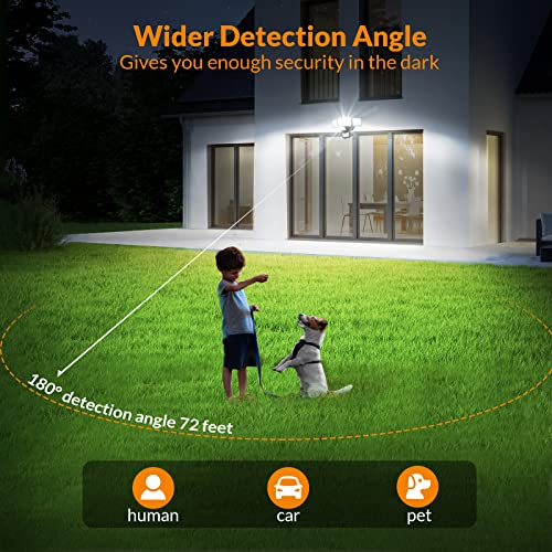 LEPOWER 1600LM LED Solar Security Lights Motion Outdoor, 5500K White Light, IP65 Waterproof Outdoor Flood Solar Light for Yard, Garage(Brown)