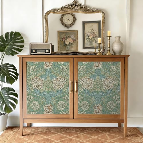 VEELIKE Vintage William Morris Honeysuckle Peel and Stick Wallpaper Boho Floral Wallpaper for Bedroom Bathroom 17.7''x354'' Removable Self Adhesive Victorian Contact Paper for Cabinets Shelves Walls by VEELIKE - Image 7