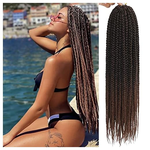 7 Packs Crochet Braids 24 Inch Box Bradis Crochet Hair Pre Looped Crochet Jumbo Box Braids T30 Goddess Box Braid Crochet Hair Extensions Braiding Hair