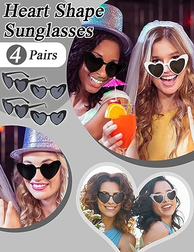 4 Pack Valentines Heart Shaped Sunglasses - Trendy Cat Eye Love Glasses, Vintage Retro Sunglasses for Women2
