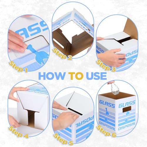 Image of Tioncy 5 Pcs Cardboard Broken Glass Disposal Box Safe Trash Can for Glass Sharps Durable Garbage Disposal Container Disposable Safe Trash Bin for Glass Floor Model Laboratory(8 inch L X 8 inch W X 10 inch)