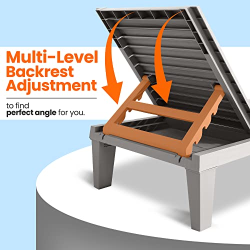 Serenelifehome Adjustable Outdoor Patio Chaise Lounge - Marine Grade Water Resistant Durable Reclining Lounger, Fire Pit With 5-Position Multi-Level Backrest Adjustment, Slloung70 #TOP3