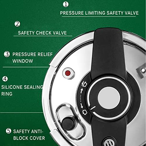 6.5 Quart Stainless Steel Pressure Cooker,Green Enamel Pressure Cooker, Fast Cooking Compatible With Gas & Induction Cooker,Suitable For Kitchen/Hotel/Home #TOP3