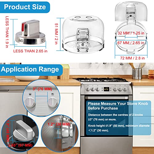 Gas Stove Knob Covers for Child Safety AOSITE 6+1 Pack Stove Protector for Kids Stove Guard with Strong Adhesive, Clear View Childproof Oven Knob Locks for Babies, Oven Lock Child Safety