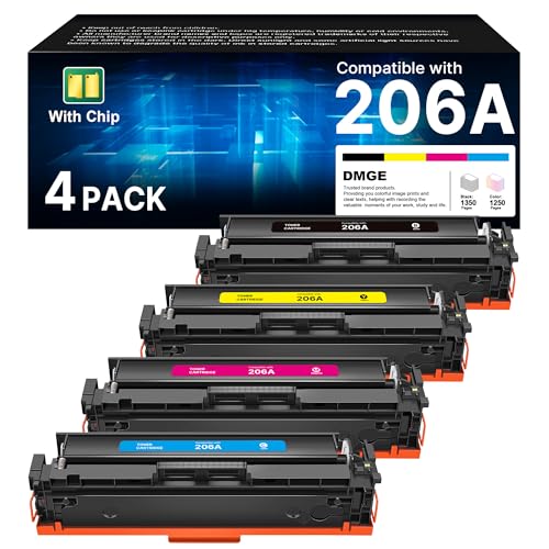Cartuchos de toner 206A Pacote com 4 cartuchos de toner -M283fdw para cartuchos de toner 206A 206X Conjunto HP compatível com HP Color LaserJet Pro MFP M283fdw M283cdw M255dw MFP M283 M255