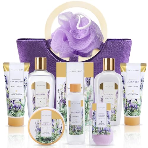 Spa Luxetique Gift Baskets for Women, Spa Gifts for Women - 10pcs Lavender Bath and Body Sets with Body Lotion, Bubble Bath, Relaxing Spa Sets, Birthday Mothers Day Gifts for Mom