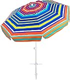 AMMSUN Beach Umbrellas for Sand Heavy Duty Wind Portable,6.5 ft Beach Umbrella with Integrated Sand