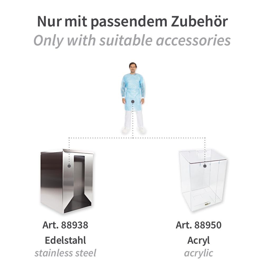 FRANZ MENSCH 100 Stück Hygonorm Kittel Med Light mit Klettverschluss | PP, PE teil-laminiert, blue, XL, L: 135cm, Umfang: 145cm, Box, Infektionsschutzkittel, PP-Schutzkittel, Einwegkittel
