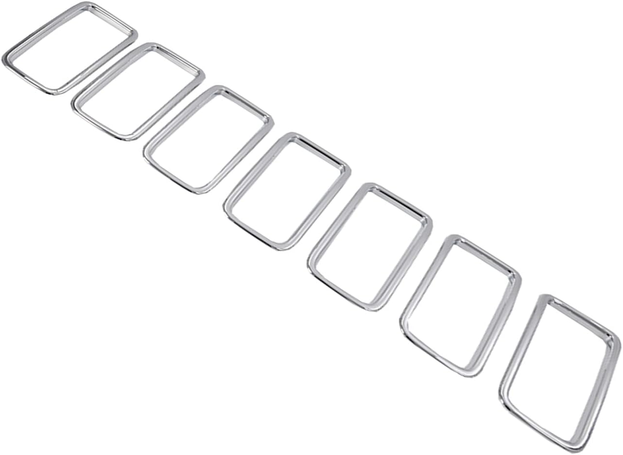 Car Front Grille Inserts Cover Trim for Jeep Renegade America Version 2019-2025 (South American Version 2019-2023) Exterior Accessories (Chrome Silver) (Pack of 7)