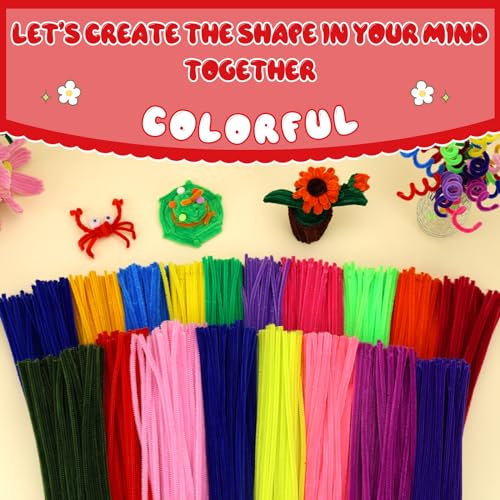 Image of Hssugi 100PCS Pipe Cleaners, Red Chenille Stems Craft Supplies | Pipe Cleaners Craft Supplies, Pipe Cleaners Bulk Fuzzy Sticks for DIY Art and Craft Projects Home Decoration