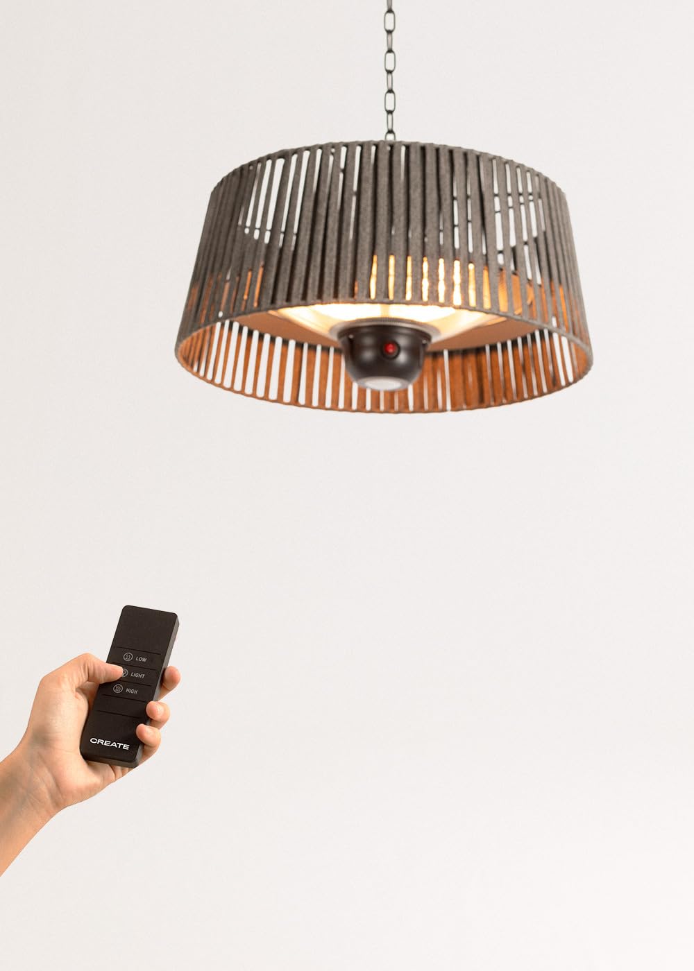 Halogen-Infrarot Heizstrahler 1800W Grau mit LED-Beleuchtung und Fernbedienung IP24 für Terrassen